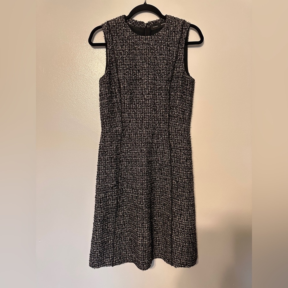 Proenza Schouler Tweed Fit and Flare Cocktail Work Dress Wool size 6 Black White